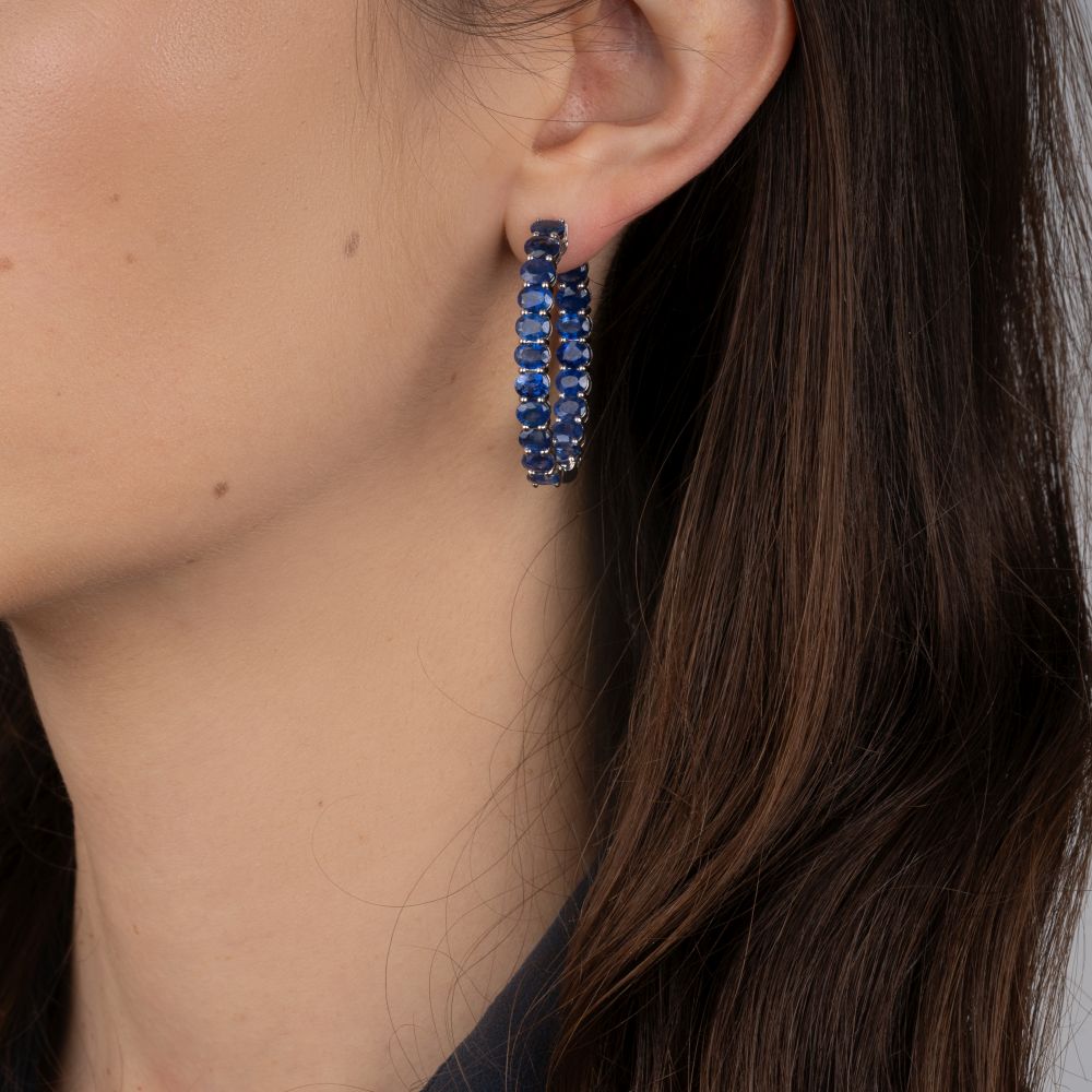 A Pair of large Sapphire Creoles Earrings - image 3