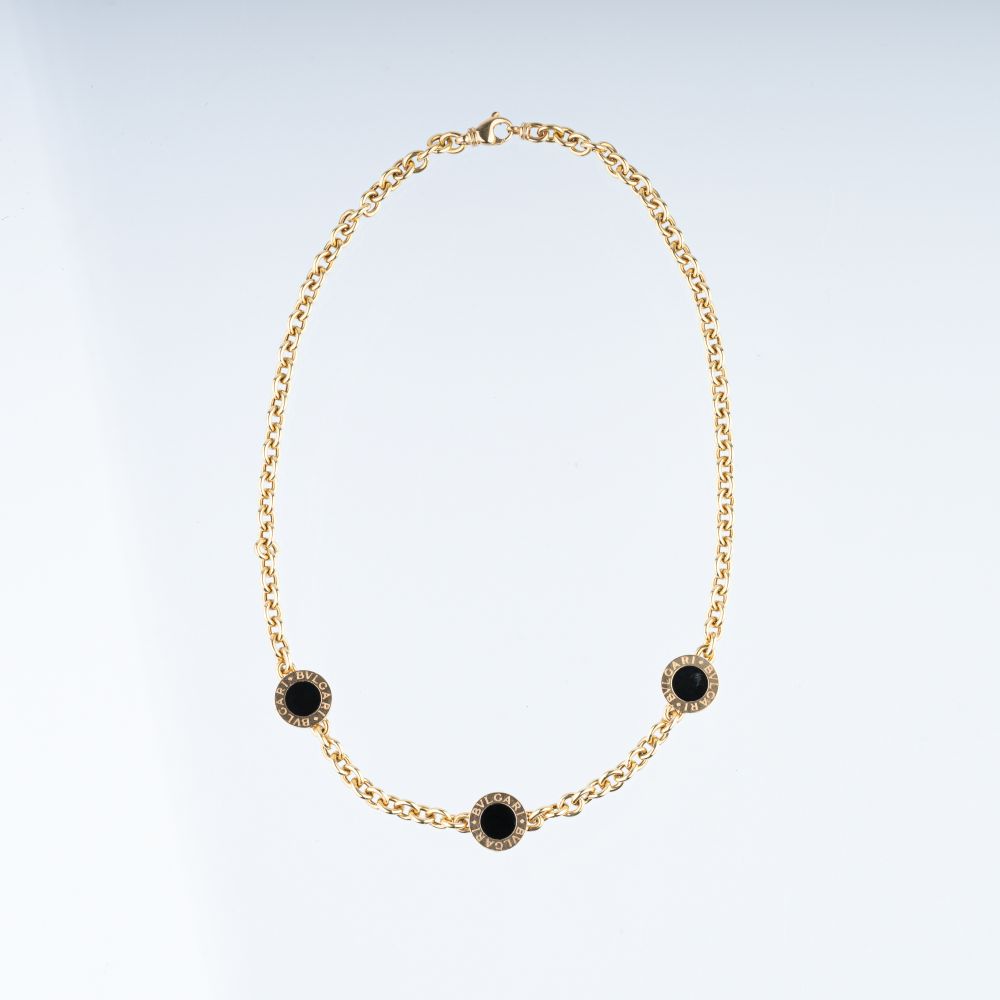 Gold-Collier mit Onyx 'Tubogas'