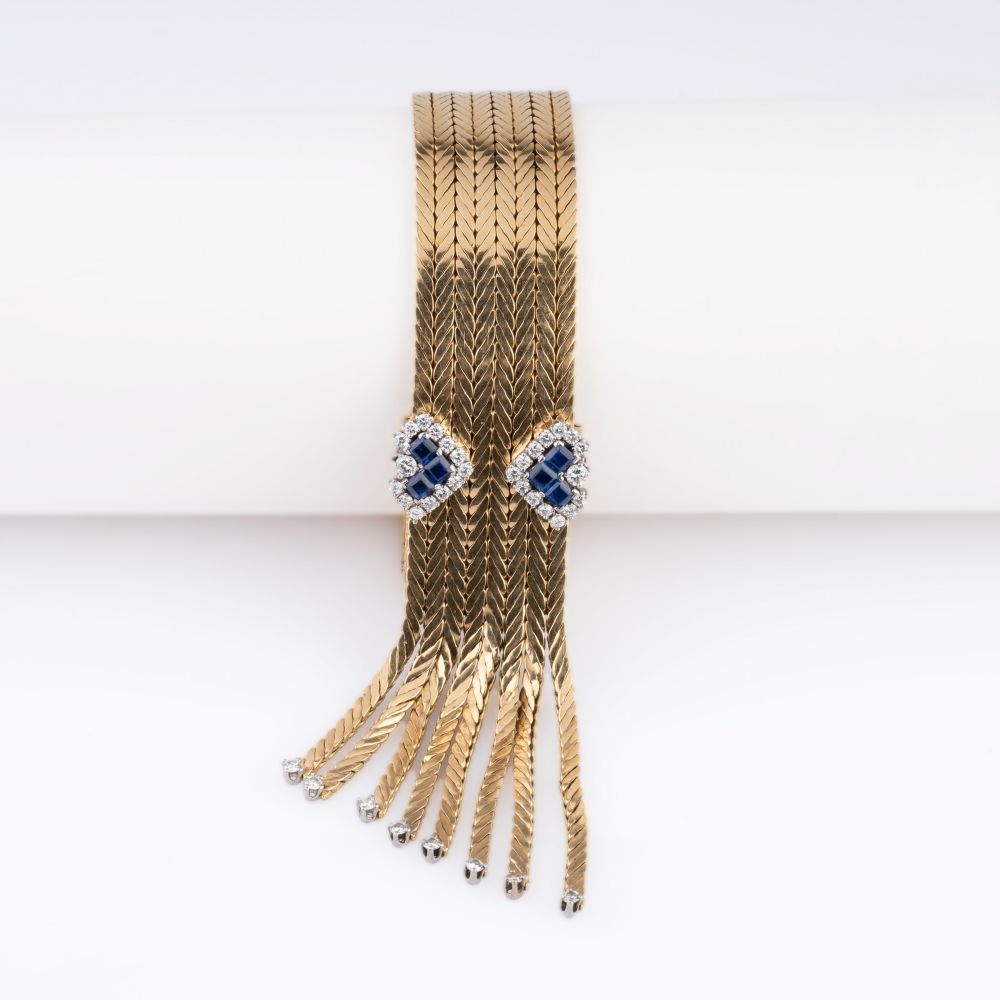 A rare Vintage Gold Bracelet with Sapphire Diamond Clasp - image 2