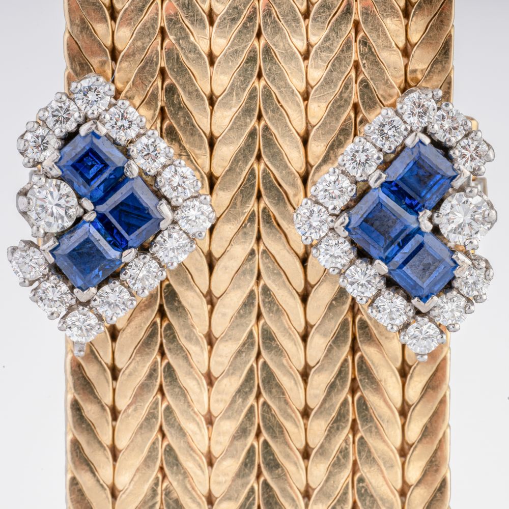 A rare Vintage Gold Bracelet with Sapphire Diamond Clasp - image 3