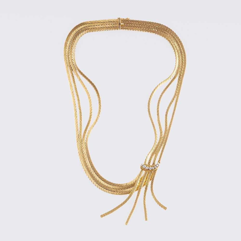 A rare Vintage Cascade Gold Necklace with Diamonds A rare Vintage Cascade Gold Necklace with Diamonds