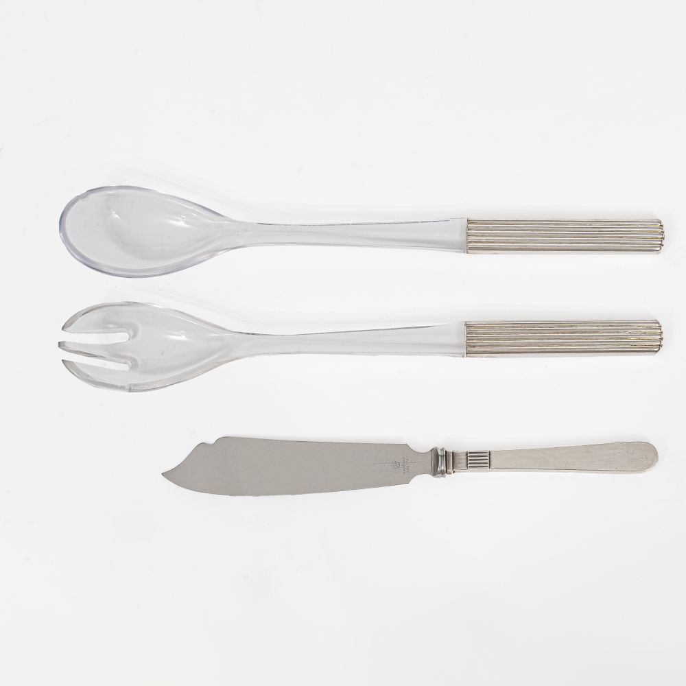 Georg Jensen - Dreiteiliges Vorlege-Besteck 'Bernadotte' Dreiteiliges Vorlege-Besteck 'Bernadotte'