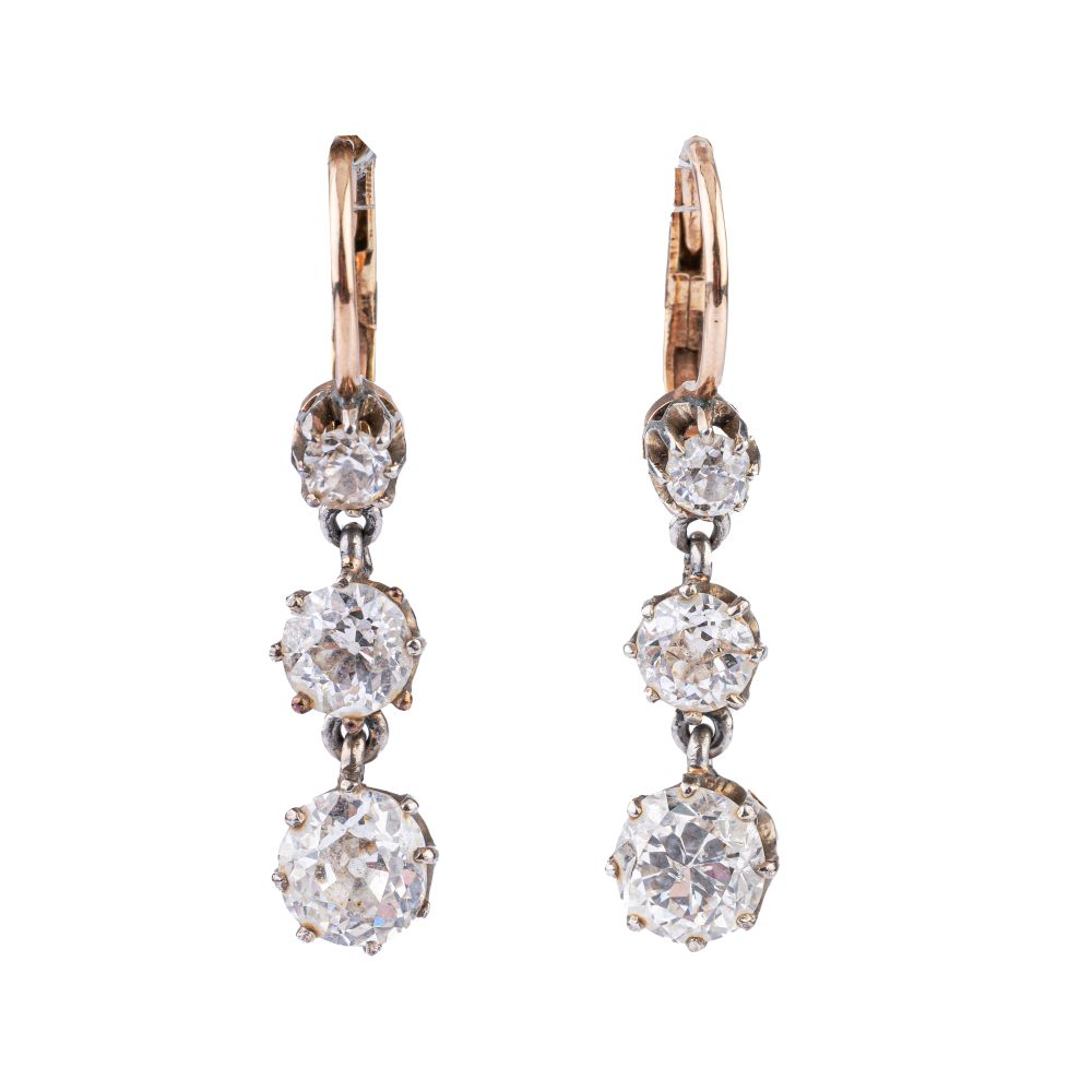 A Pair of Art Nouvea Diamond Earpendants A Pair of Art Nouvea Diamond Earpendants