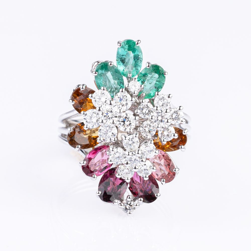 A Precious Stones Cocktailring 'Fiori Umbri' A Precious Stones Cocktailring 'Fiori Umbri'