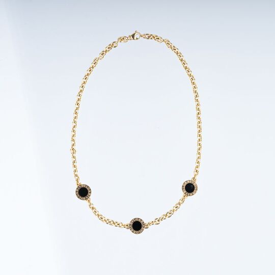 Gold-Collier mit Onyx 'Tubogas'