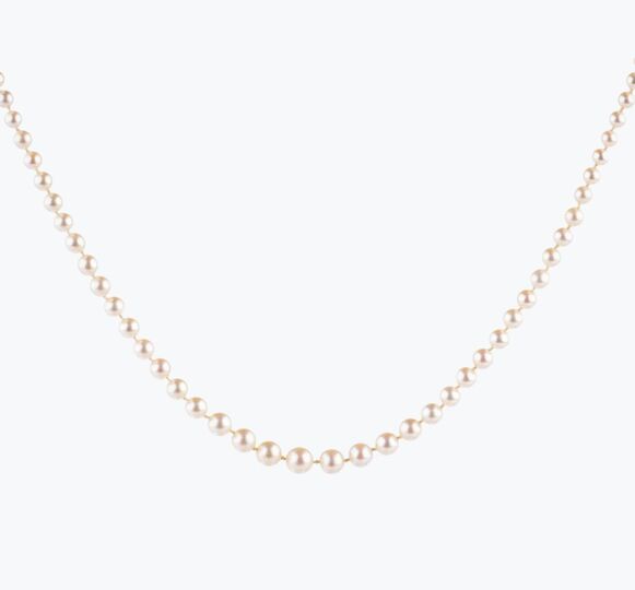 An Art Nouveau Natural Pearl Necklace with Diamond Clasp