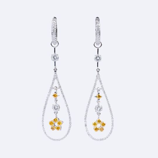 Paar Fancy Diamant-Ohrhänger mit Brillanten