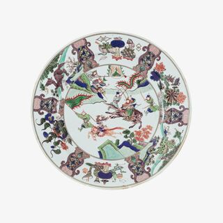 A Large Famille Verte Dish with Battle Scenes