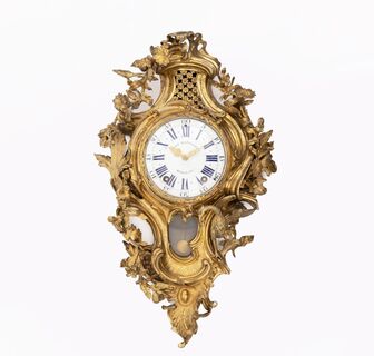 A rare Louis XV Cartel Clock 'Grus vigilans'