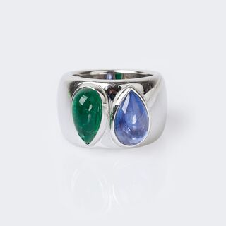 An Emerald Sapphire Gold Ring