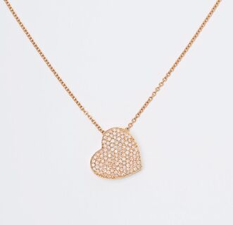 A Heart Pendant with Fancy Pink Diamonds on Necklace