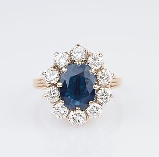A Diamond Ring with Natural Sapphire