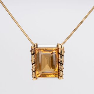 A highcarat Vintage Citrine Pendant on Necklace