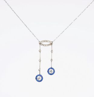 A petite Art-déco Diamond Sapphire Necklace