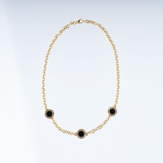 Gold-Collier mit Onyx 'Tubogas'