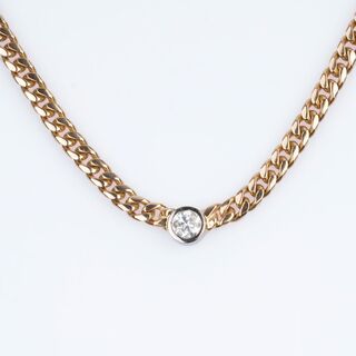 Curb Chain with Solitaire Diamond