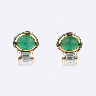 A Pair of Emerald Diamond Earrings