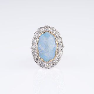 An Opal-Diamond Ring