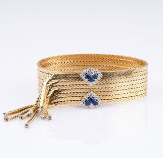 Außergewöhnliches Vintage Gold-Armband mit Saphir-Brillant-Schließe