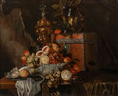 Still Life with Wanli Bowl and Aquilegia Goblet