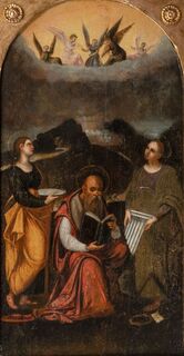 Die Heiligen Lucia, Hieronymus und Cäcilie unter einem Konzert von Engeln