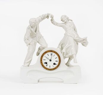 Table clock with dancing Farmer Couple