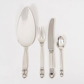 A Dessert Cutlery 'Acorn' No. 62 for 6 Persons by Johan Rohde
