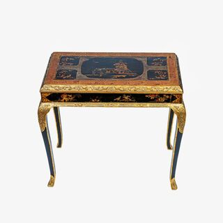 A Laquer Console Table with Chinoiseries