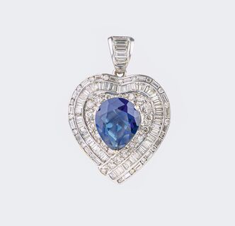 A Diamond Iolith Heart Pendant
