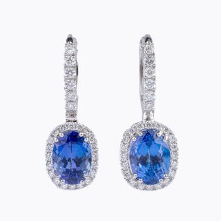 A Pair of classical Tanzanite Diamond Earrings