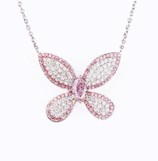 Seltener Schmetterling-Anhänger mit Fancy Pink Diamantbesatz