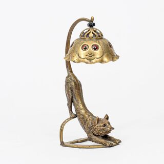 Exceptional Art Nouveau 'Cat Lamp'