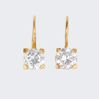 A Pair of fine-white Solitaire Earrings