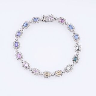 A fine, multi coloured Sapphire Diamond Bracelet