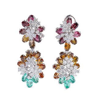 A Pair of Precious Stone Earrings 'Fiori Umbri'