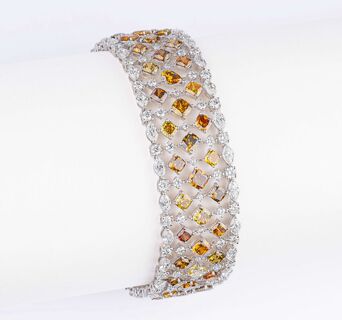 Exzellentes Fancy-Diamant-Armband mit hochfeinem Diamant-Besatz