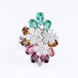 A Precious Stones Cocktailring 'Fiori Umbri'