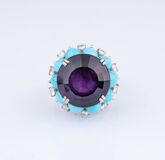An Amethyst Turquoise Cocktailring - image 1