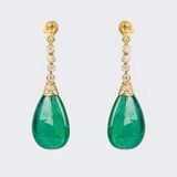 Paar herausragender Smaragd-Brillant-Ohrhänger - Bild 1