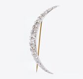 A Fin de siècle Brooch 'Crescent Moon' with Diamonds