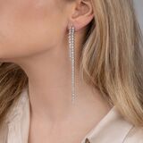 Paar moderner, sehr langer Diamant-Ohrhänger - Bild 3