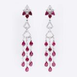 A Pair of Ruby Diamond Earchandeliers - image 1