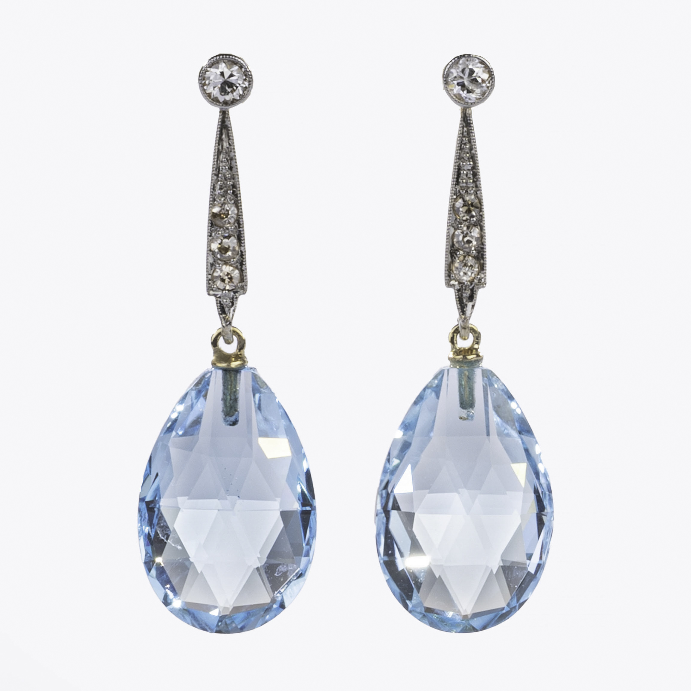 A Pair of Topaze Diamond Earpendants A Pair of Topaze Diamond Earpendants