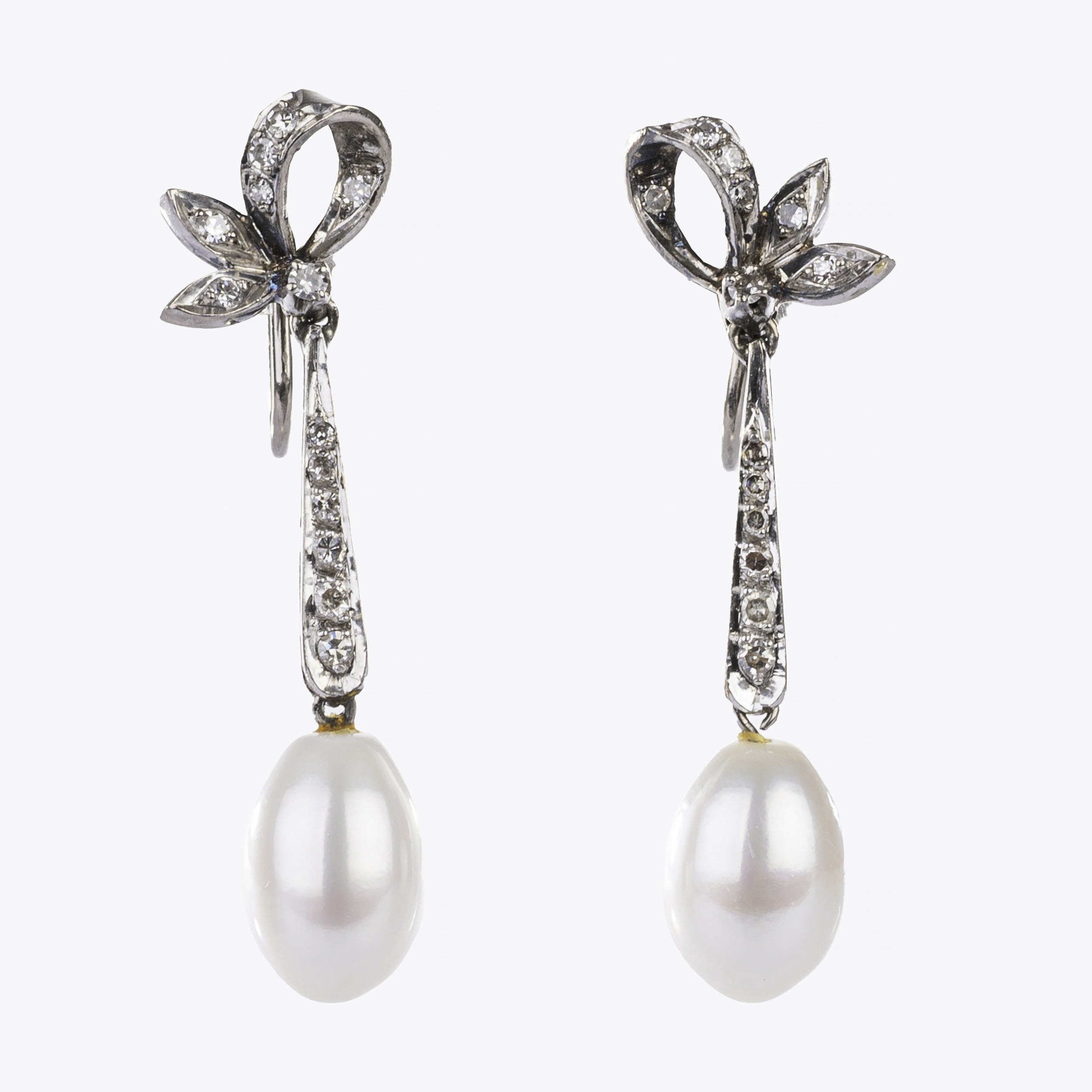 Paar Perl-Diamant-Ohrhängerclips Paar Perl-Diamant-Ohrhängerclips