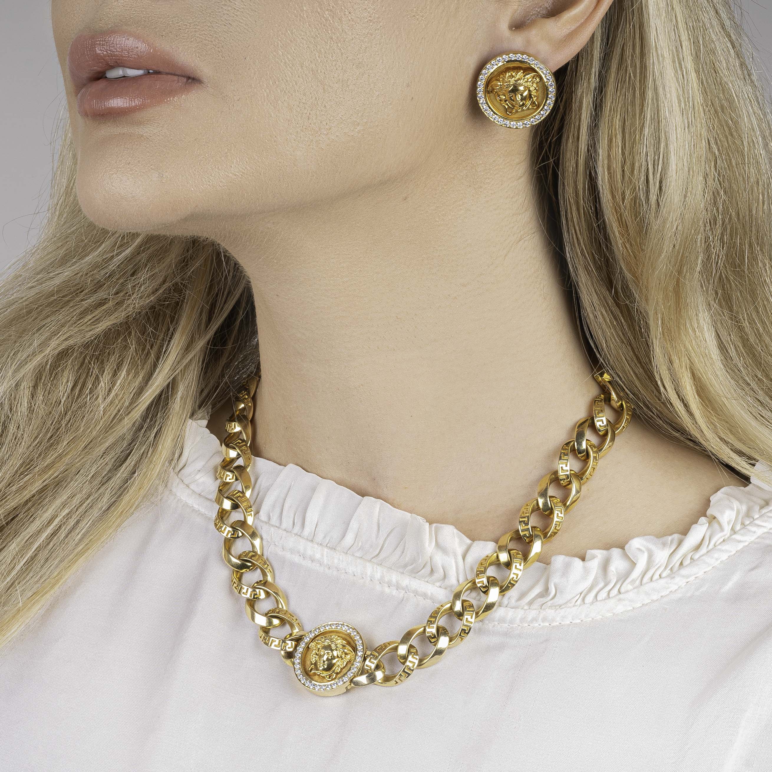 Gianni Versace: Gold-Brillant-Collier mit Mäander-Dekor 'Medusa' [109783]