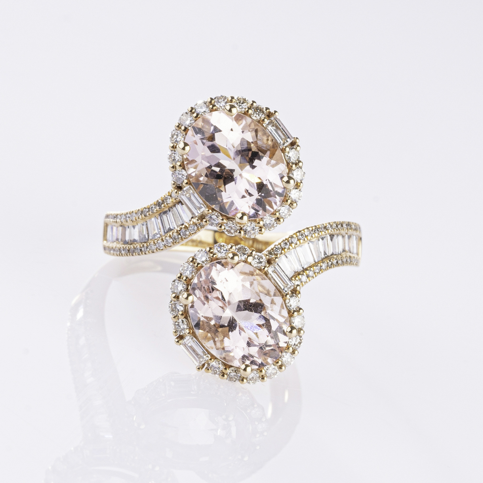 A Morganite Diamond Ring 'Moi-et-Toi' A Morganite Diamond Ring 'Moi-et-Toi'