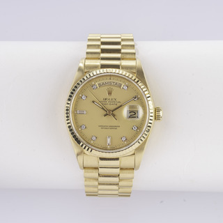 Rolex - A Gentlemen's Wristwatch 'Day-Date 36' Yellow Gold with Diamonds A Gentlemen's Wristwatch 'Day-Date 36' Yellow Gold with Diamonds