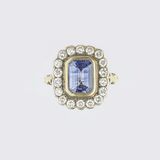 A Natural Ceylon Sappire Ring with Diamonds - image 1