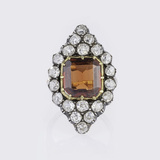 A large Art Nouveau Diamond Ring with Garnet - image 1