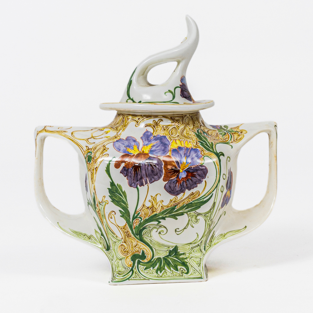 Rare Eggshell Sugar Box with delicate Bird Painting - image 2